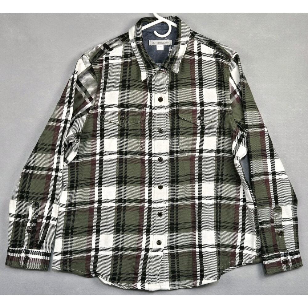 Outerknown Blanket Shirt Plaid Button Up Men's Size M/L Green/white NWT